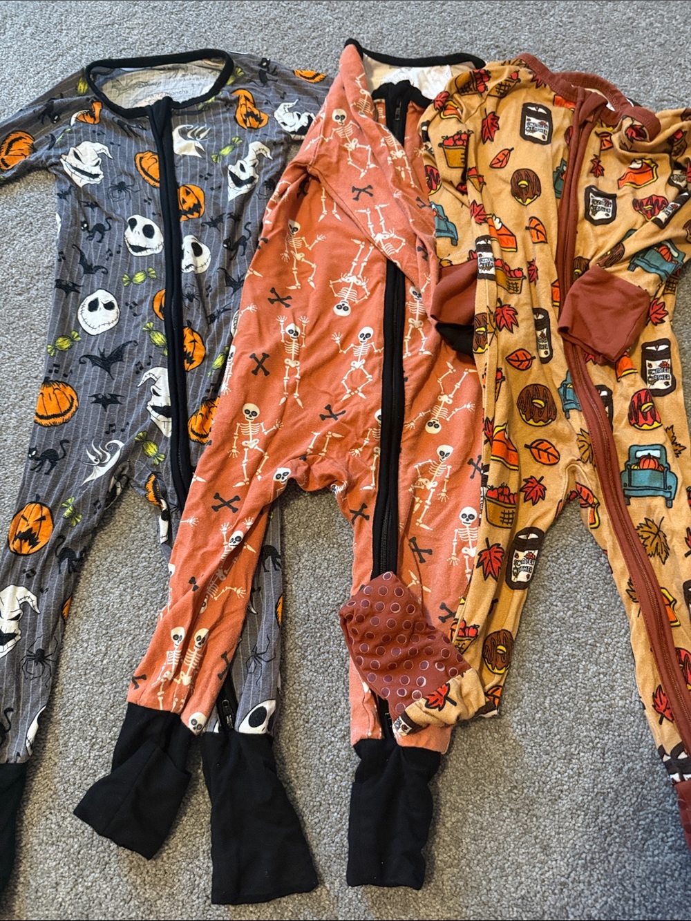 Set of 3 Footy Pajamas - Fall Print- Little Sleepies Nightmare Before Christmas